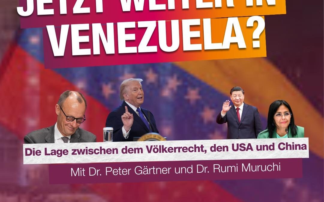 +++ EINLADUNG: WIE GEHT ES WEITER MIT VENEZUELA? +++ Diesen Freitag lädt BSW Leipzig zu einer hochkarätigen und aktuellen Infoveranstaltung: Die Entführung des venezolanischen Staatschefs Nicolas Maduro durch US-amerikanische Spezialkräfte, am 3. Januar 2026, markiert eine "Zeitenwende" der ganz anderen Art, nämlich im Umgang der USA mit dem Völkerrecht. Wer regiert nun das südamerikanische Land? Leben wir erneut in Zeiten des Kolonialismus? Wie wirkt sich der neue, rücksichtslose Kurs von US-Präsident Donald Trump auf die internationale Sicherheit aus? Und was hat China mit dem Thema zu tun? Über all das klären zwei ausgezeichnete Leipziger Experten auf dem Gebiet auf: Der Politikwissenschaftler Dr. Peter Gärtner von der Uni Leipzig und der aus Bolivien stammende Wirtschaftswissenschaftler Dr. Rumi Muruchi. Los geht es um 16 Uhr in der Kommandant-Prendel-Allee 97. Der Eintritt ist gratis.